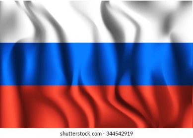 Flag of Russia. Rectangular Shape Icon with Wavy Effect