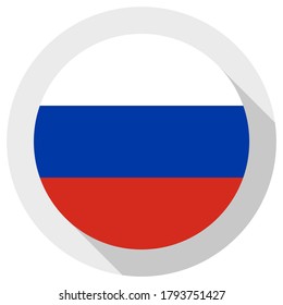 Flag of Russia, round shape icon on white background, vector illustration
