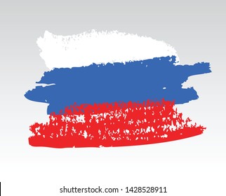 Flag of Russia. Russian flag. Brush stroke background
