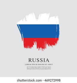 Flag of Russia. Russian flag. Brush stroke background