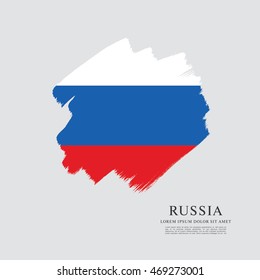 Flag of Russia. Russian flag. Brush stroke background
