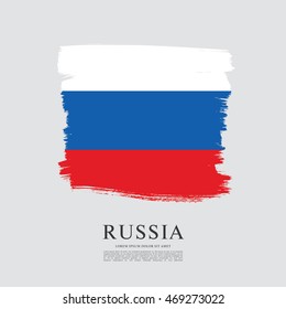 Flag of Russia. Russian flag. Brush stroke background