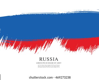 Flag of Russia. Russian flag. Brush stroke background