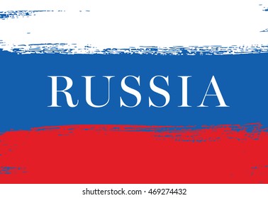 Flag of Russia. Russian flag. Brush stroke background