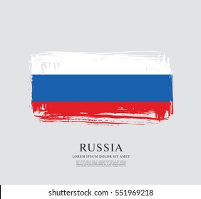 Flag of Russia. Russian flag. Brush stroke background
