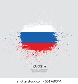 Flag of Russia. Russian flag. Brush stroke background