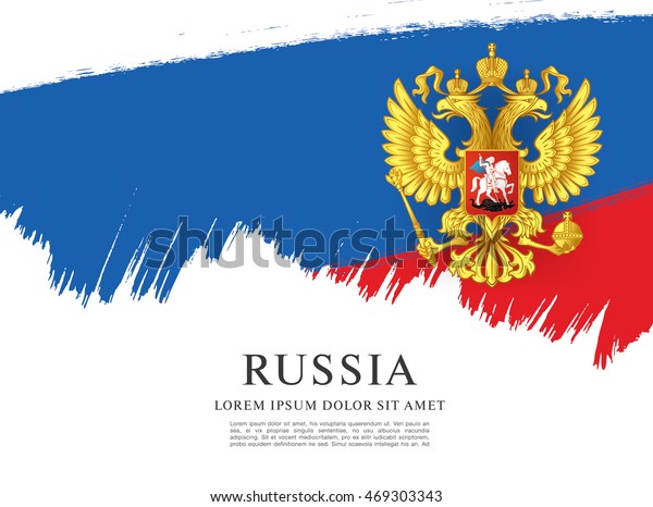 Flagge Russlands Russische Flagge Wappen Brush Hintergrund Stock Vektorgrafik Lizenzfrei