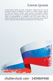 Flag of Russia, Russian Federation. Russian flag. June 12, Russia Day. Template for award design, an official document with the flag of Russia. Bright, colorful vector illustration.