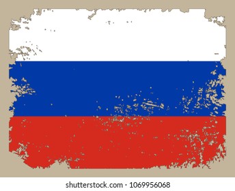 Flag of Russia. Russian flag in grunge style. Vector illustration.