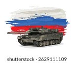 flag Russia Russian icon logo sign paint brush ink tank war gun Uni Soviet day art vector 