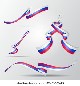 Flag of Russia. Russian ribbons set. Vector illustration.