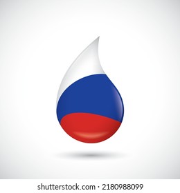 Flag of Russia in shape of drop of oil - vector illustration - gas crisis