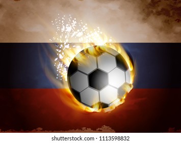 Flag of Russia with soccer ball
