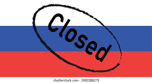 Flag of Russia with stamp- closed, vector illustration