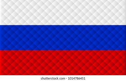 Flag of Russia from triangles, white blue red, low poly style flag. Football championship.