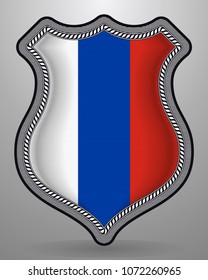 Flag of Russia. Vector Badge and Icon. Vertical Orientation Version