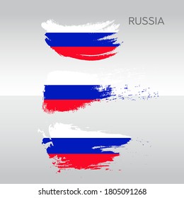 Bandera de Rusia, dibujo vectorial, fondo de pincel