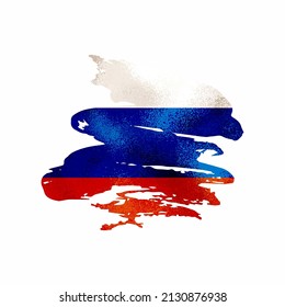 Bandera de Rusia. Ilustración vectorial. Toco de pincel. Imitación de textura metálica.