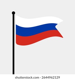 Bandeira da Rússia. Rússia bandeira vetor ilustração ícone design. Bandeira de mastro flutuante.