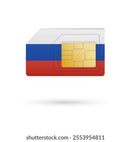 Flag of Russia. Vector illustration of SIM Card with flag on white background