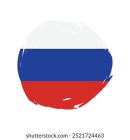 Flag of Russia white brush stroke isolated on white background. Vector illustration.