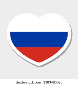 Flag of Russian Federation icon. Vector heart sticker.