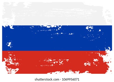 Flag of Russia.Russian flag in grunge style.Vector illustration.