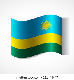 Flag of Rwanda Banner of the country in waveform fluttering in the wind. Independence Day News Flat Volumetric Image Language National Logos Stock Vector Illustration Icon Picture. 