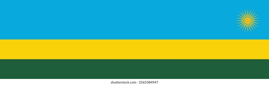Flag of Rwanda. Rwanda banner. Rwanda flag long banner digital vector illustration.