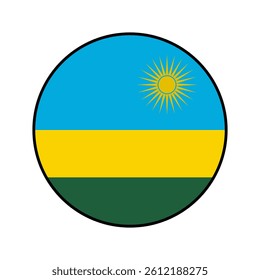 Flag of Rwanda. Black edge. Rwanda circle flag logo icon computer vector illustration design.
