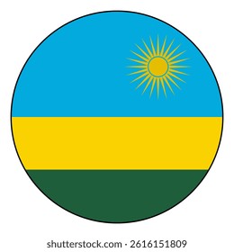 Flag of Rwanda. Black edge. Rwanda circle flag logo icon computer vector illustration design.