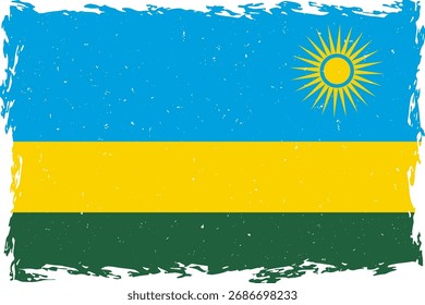Flagge von Ruanda Pinsel Schlag Grunge Textur