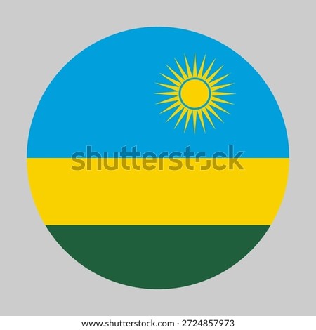 Flag of Rwanda in circular shape with accurate proportions and official colors