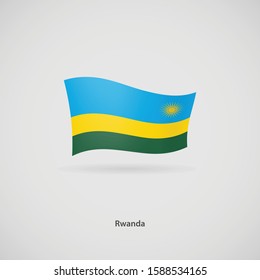 The flag of Rwanda is flying layered vector image.