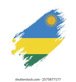 Flag of Rwanda Grunge Brush Stroke Style vector