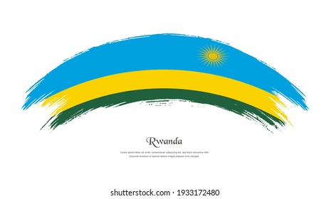 Flag of Rwanda in grunge style stain brush with waving effect on isolated white background