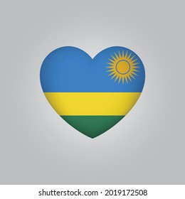 Die Flagge Ruandas im Herzen. Ruanda Fahne Vektor. Love-Ruanda-Symbol