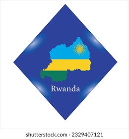 Flag of Rwanda icon isolated on a Blue background
