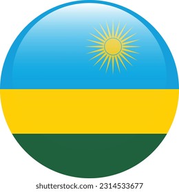 La bandera de Ruanda. Icono de marca. Color estándar. Una bandera redonda. 3 quinquies ilustración. Ilustración del equipo. Ilustración digital. Ilustración vectorial.