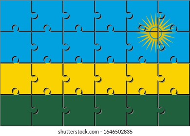 Flag of rwanda made with jigsaw puzzle pieces