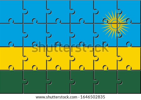Flag of rwanda made with jigsaw puzzle pieces
