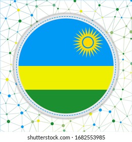 Flag of Rwanda with network background. Rwanda sign. Awesome vector illustration.