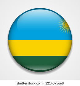 Flag of Rwanda. Round glossy badge