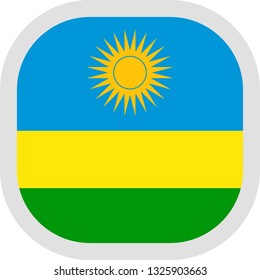 Flag of Rwanda. Rounded square icon on white background, vector illustration.