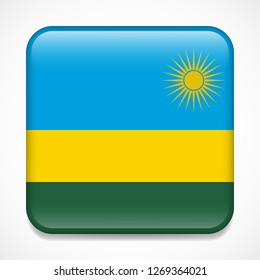 Flag of Rwanda. Square glossy badge
