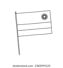Flag of Rwanda. Vector, black and white hand drawn flag.