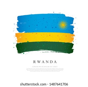 Flag of Rwanda. Vector illustration on a white background. Brush strokes are drawn by hand. Independence Day.