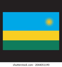 
Flag of Rwanda vector illustration on black background