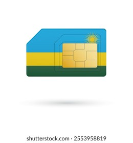 Flag of Rwanda. Vector illustration of SIM Card with flag on white background