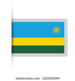 Flag of Rwanda. Vector illustration of a stylized flag. The slit in the paper with shadows. isolated on white.